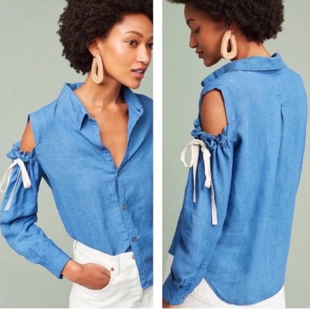 Rails Women's Romy Western Indigo Linen Tencel Button Down - Small